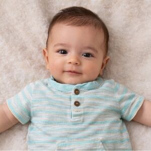 Tucker + Tate Baby Striped Romper Mint Green 3M Soft One Piece